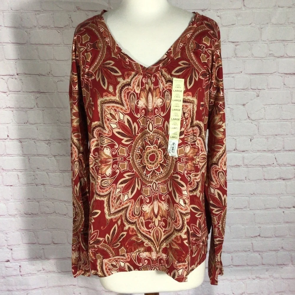 Sonoma Long Sleeve V-Neck Top - Size Large - Picture 1 of 9